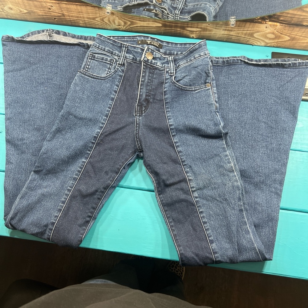 Two-Tone Denim Jeans